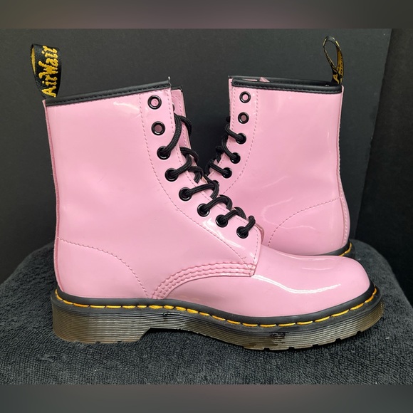 Dr. Doc Martens 1460 W Pale Pink Patent Leather Grunge Combat Boots Womens 6 NEW - Picture 7 of 8